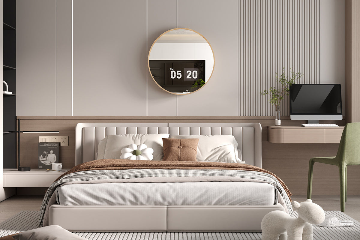 Spiegel 'Roxy' 80x80 Oude eik – breedte 80 cm en hoogte 80 cm – aanzicht 2