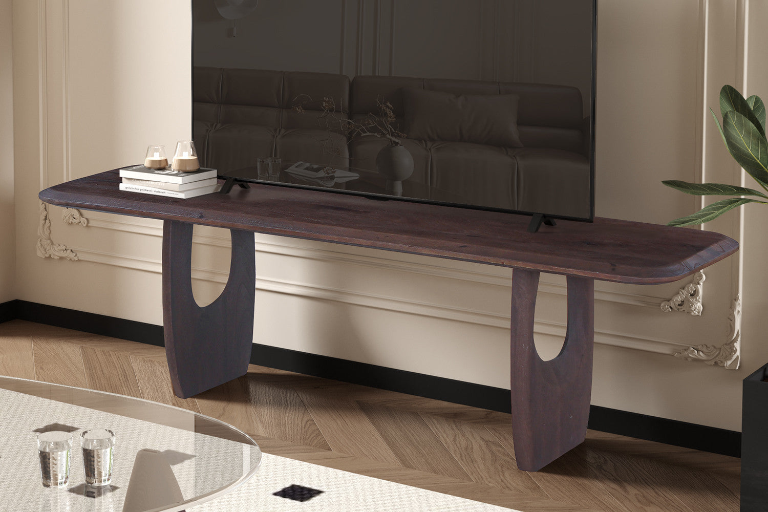 NEW - TV meubel 'Braga' Mango hout Donkerbruin - afbeelding 2