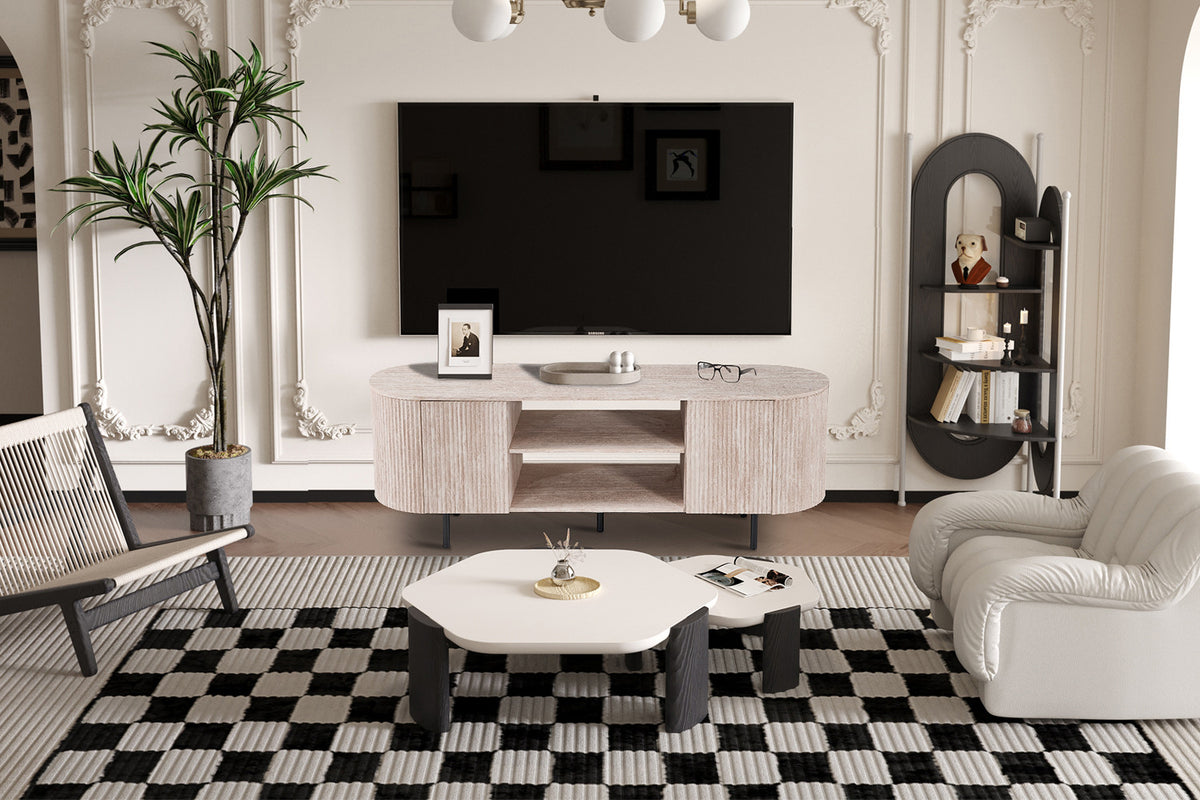 TV meubel 'Lagos' 160 cm Decor Travertin Beige - afbeelding 2