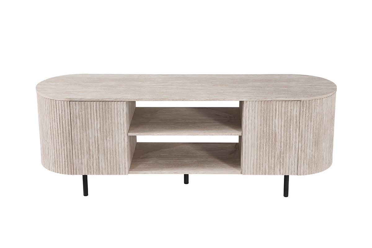 TV meubel 'Lagos' 160 cm Decor Travertin Beige – breedte 160 cm, diepte 45 cm en hoogte 57.5 cm – aanzicht 3