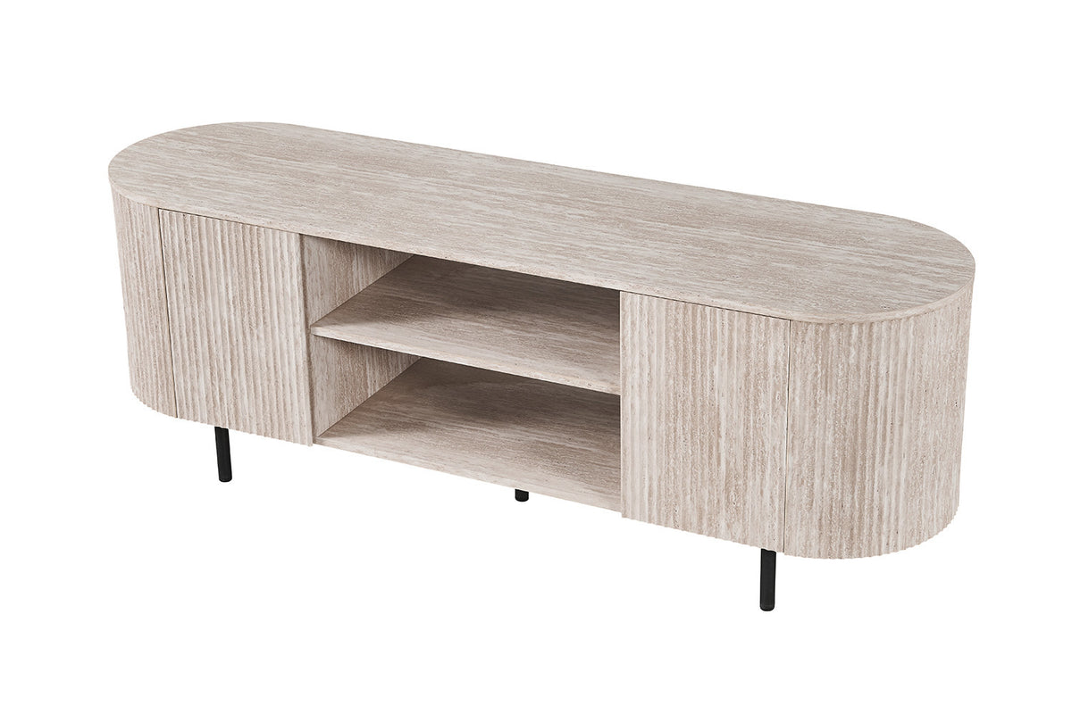 TV meubel 'Lagos' 160 cm Decor Travertin Beige – breedte 160 cm, diepte 45 cm en hoogte 57.5 cm – aanzicht 4