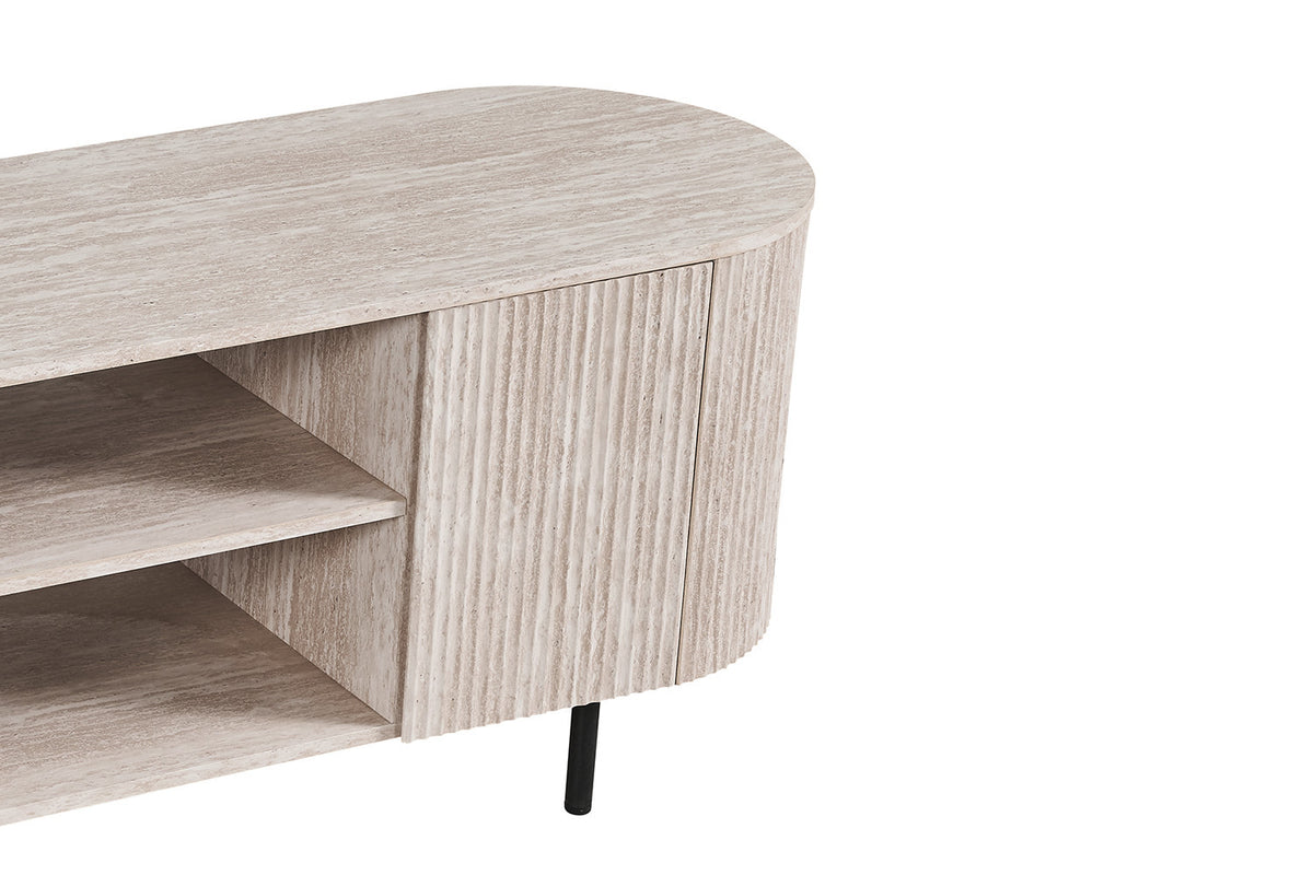 TV meubel 'Lagos' 160 cm Decor Travertin Beige – breedte 160 cm, diepte 45 cm en hoogte 57.5 cm – aanzicht 6