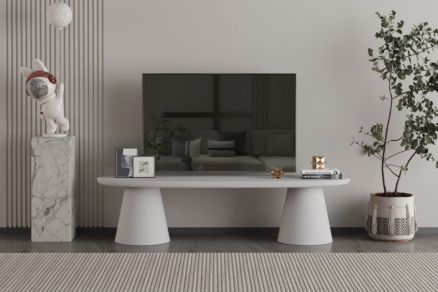 Tv-meubel 'Tavira' 160 cm Cement Ecru - afbeelding 2