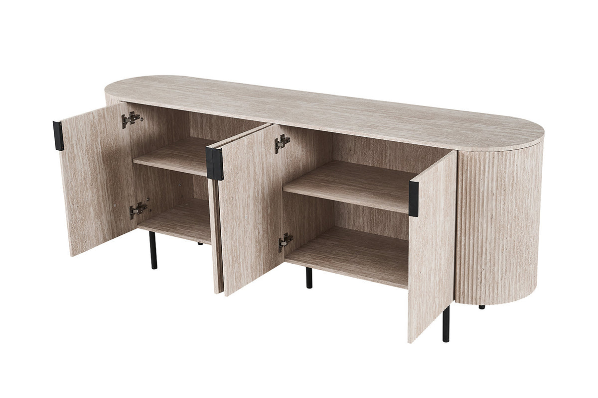 Dressoir 'Lagos' 200 cm Decor Travertin Beige – breedte 200 cm, diepte 45 cm en hoogte 80 cm – aanzicht 6