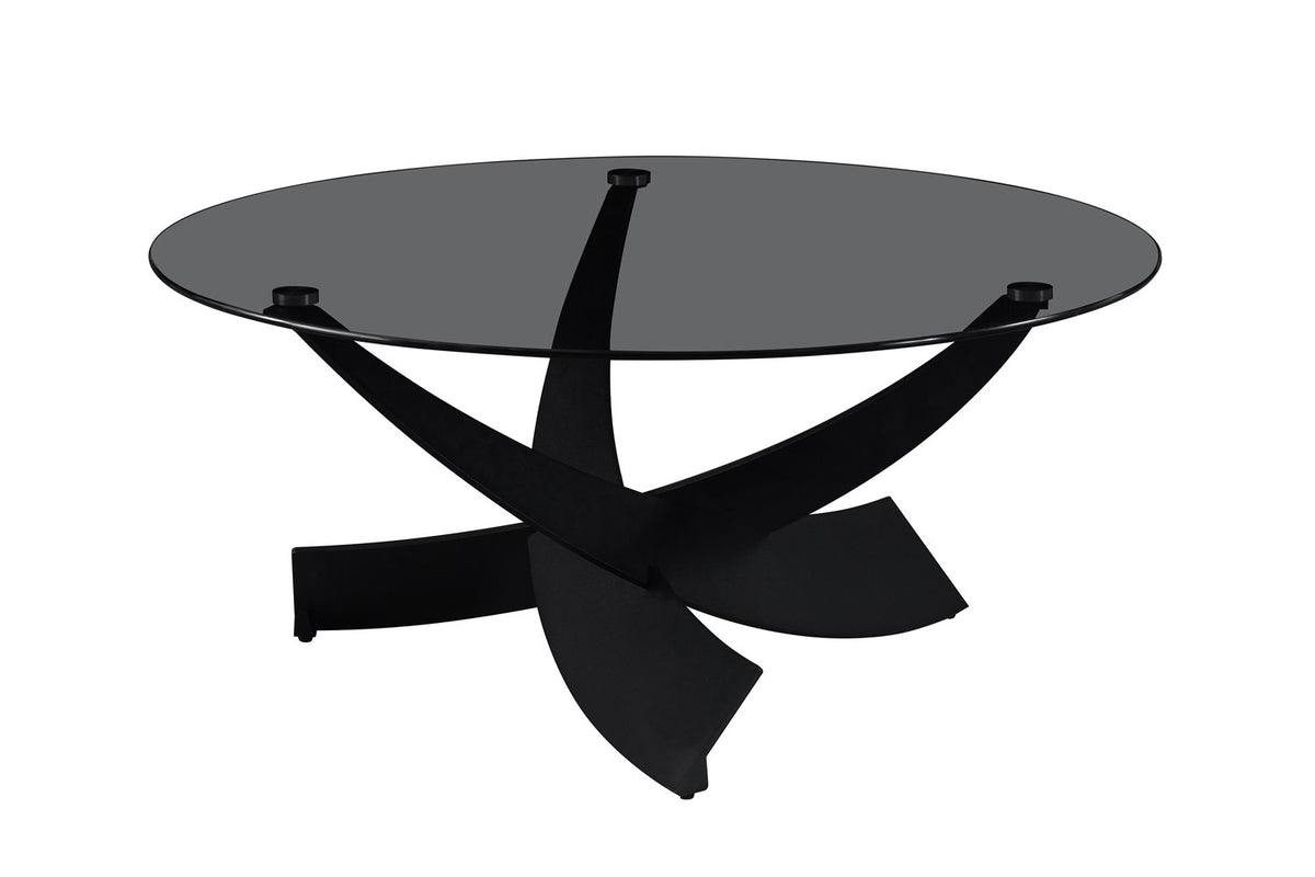 Salontafel 'Weston' Rond Grijs helder glas – breedte 90 cm, diepte 90 cm en hoogte 41 cm – aanzicht 3