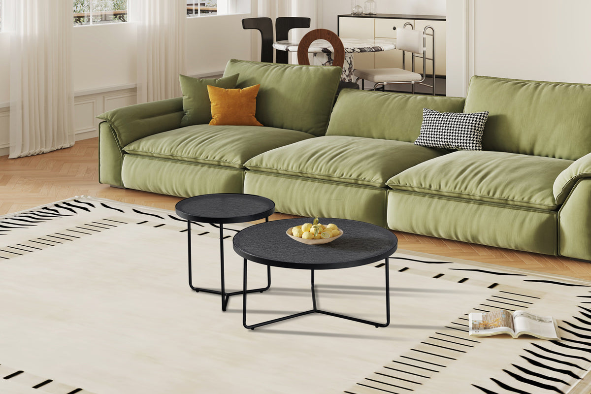 Salontafel 'Melia' Rond Grijs Glas – breedte 50/80 cm, diepte 50/80 cm en hoogte 50/40 cm – aanzicht 2