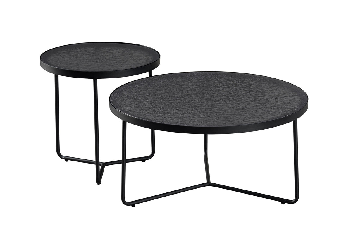 Salontafel 'Melia' Rond Grijs Glas – breedte 50/80 cm, diepte 50/80 cm en hoogte 50/40 cm – aanzicht 3