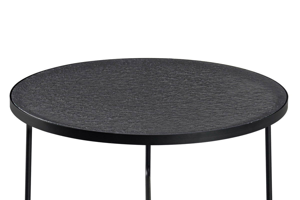 Salontafel 'Melia' Rond Grijs Glas – breedte 50/80 cm, diepte 50/80 cm en hoogte 50/40 cm – aanzicht 6