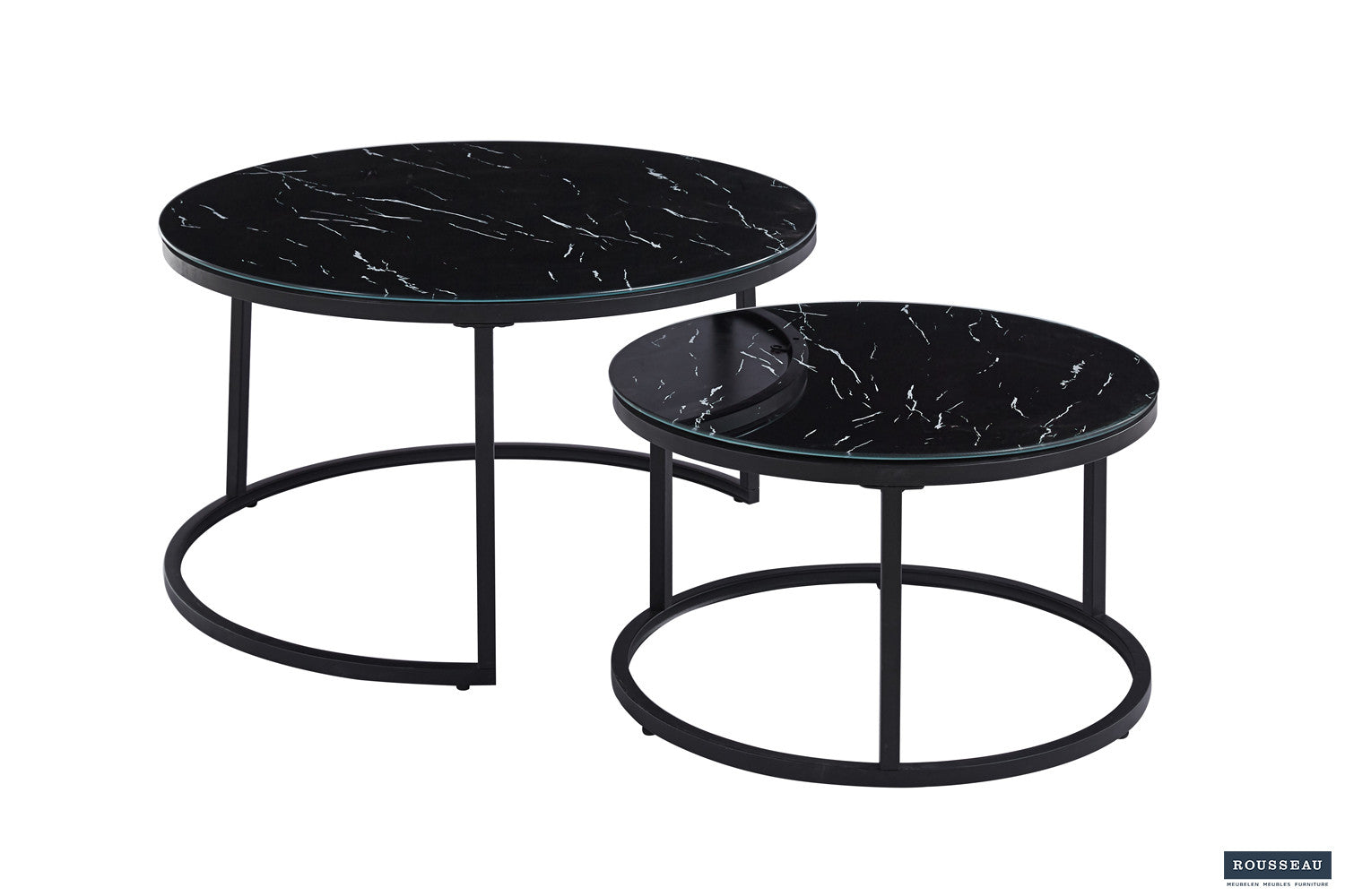Salontafel 'Boston' Decor Glas Marmer Zwart - afbeelding 2