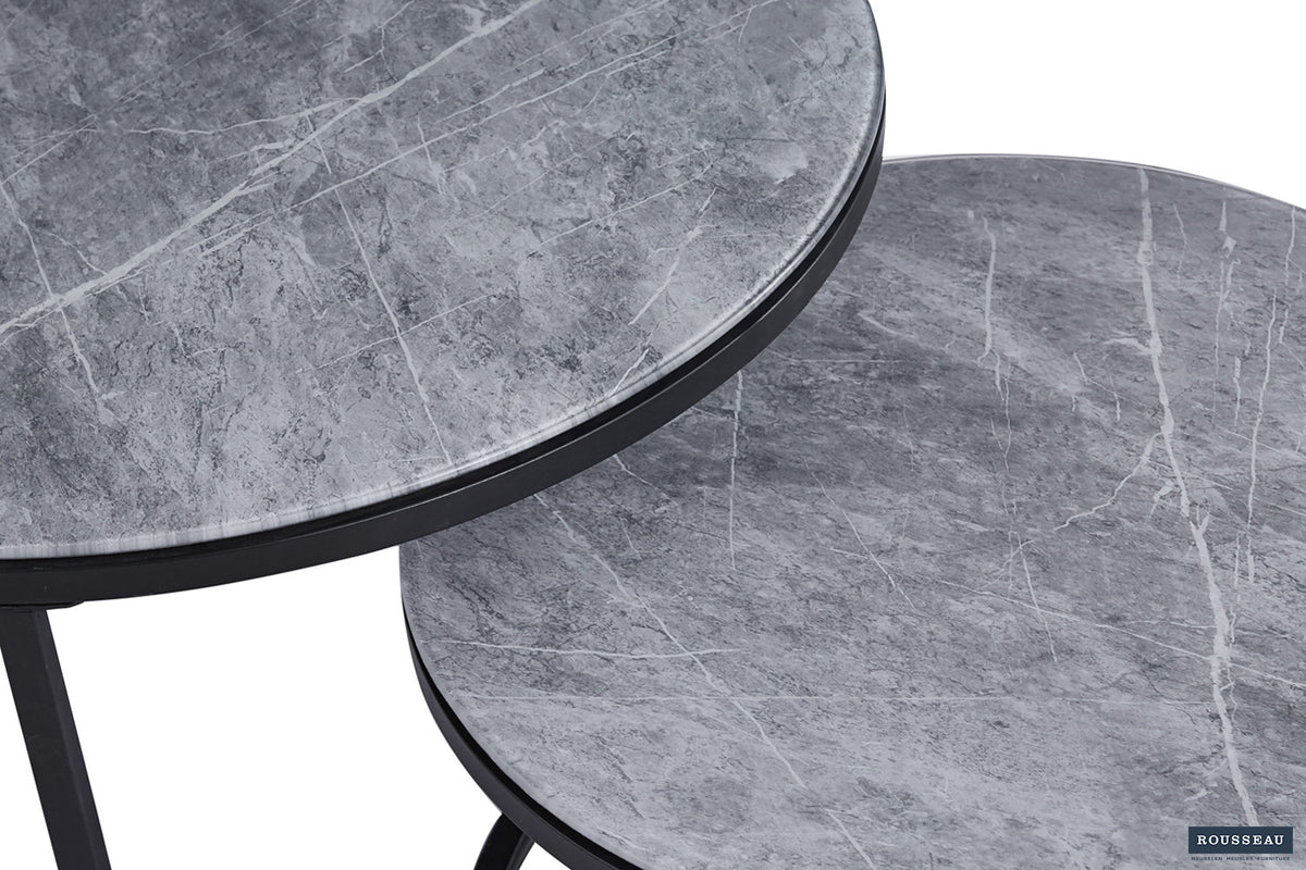 Salontafel 'Boston' Decor Glas Steen Grijs – breedte 80-60 cm, diepte 80-60 cm en hoogte 45-35 cm – aanzicht 4