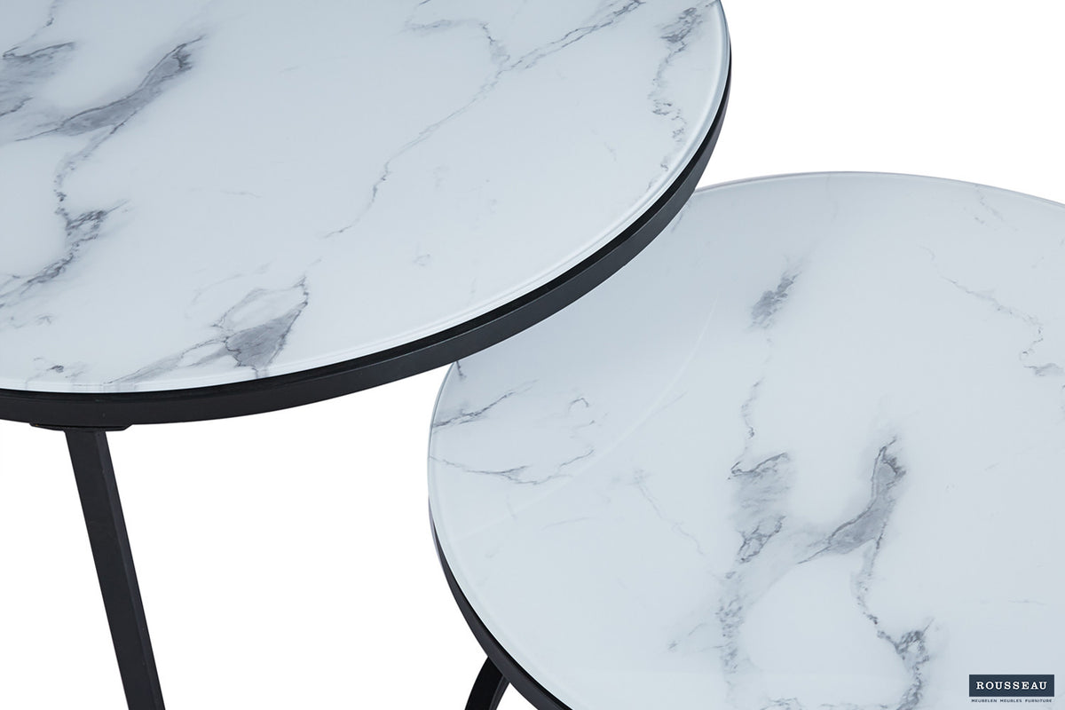 Salontafel 'Boston' Decor Glas Marmer Wit – breedte 80-60 cm, diepte 80-60 cm en hoogte 45-35 cm – aanzicht 4