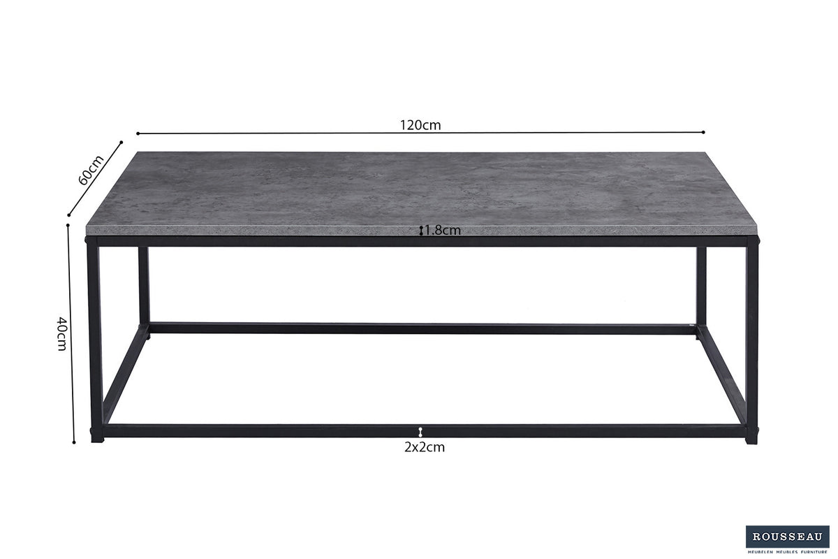 Salontafel 'Dallas' Decor Steen Grijs – breedte 120 cm, diepte 60 cm en hoogte 40 cm – aanzicht 5