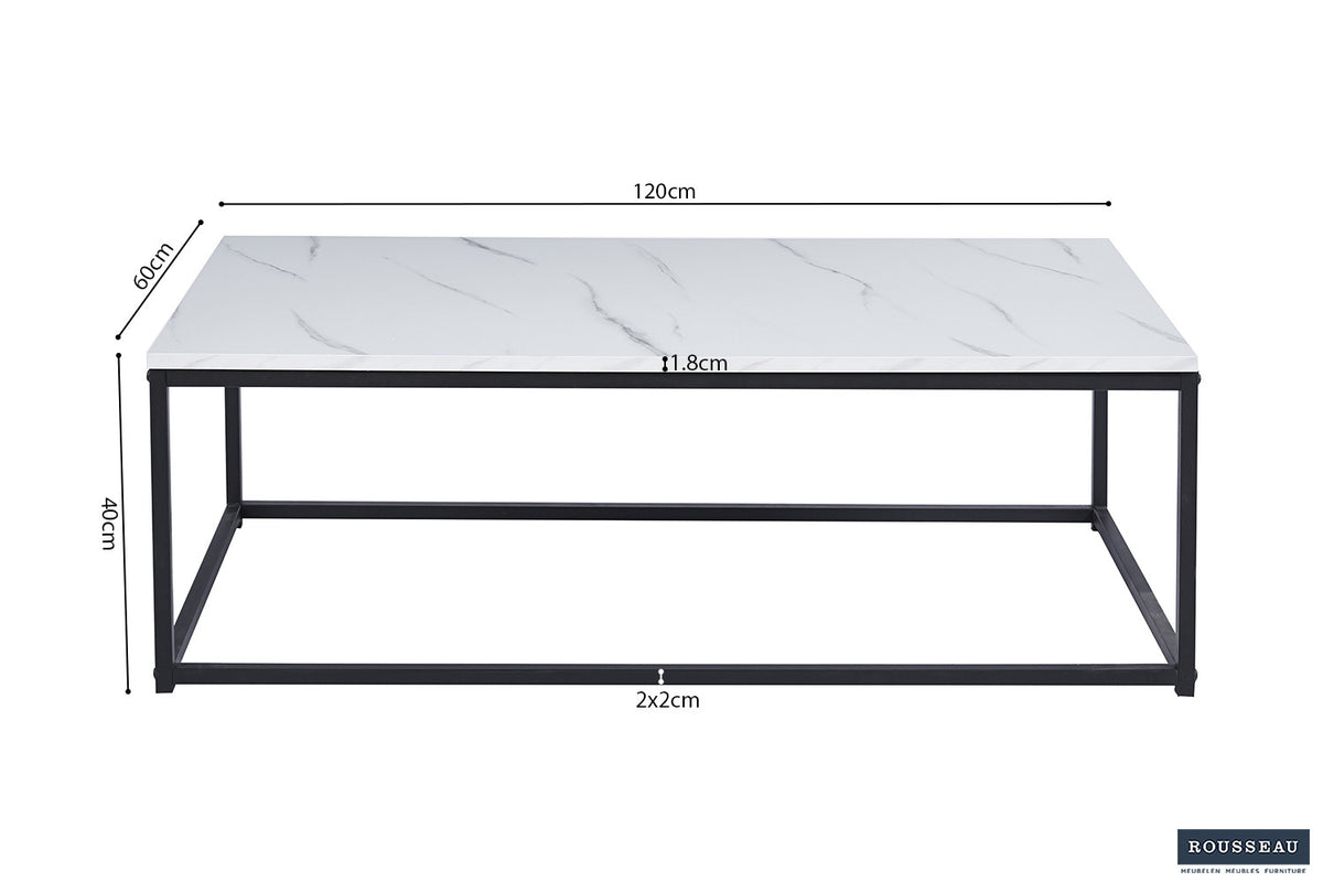 Salontafel 'Dallas' Decor Marmer Wit – breedte 120 cm, diepte 60 cm en hoogte 40 cm – aanzicht 5