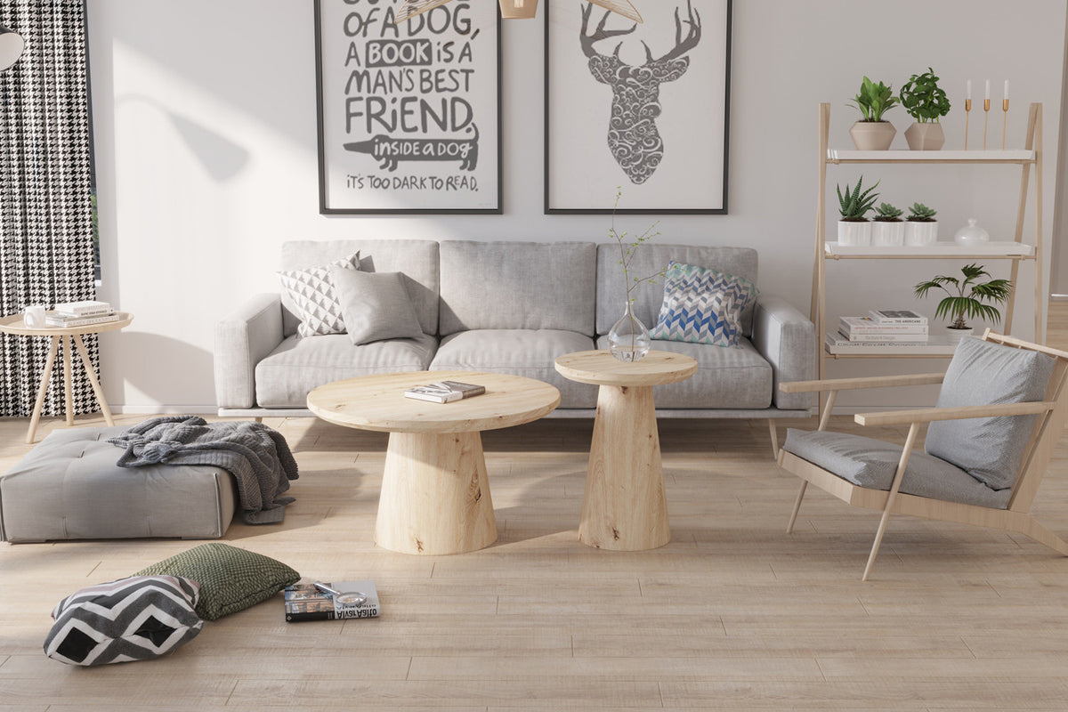 Salontafel 'Lukas' 80 cm Decor Oude eik – breedte 80 cm, diepte 80 cm en hoogte 45 cm – aanzicht 3