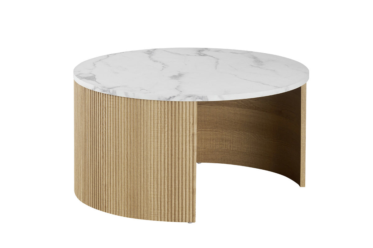 Salontafel 'Rowan' Rond Decor Marmer Beige – breedte 80/50 cm, diepte 80/50 cm en hoogte 42/37 cm – aanzicht 4