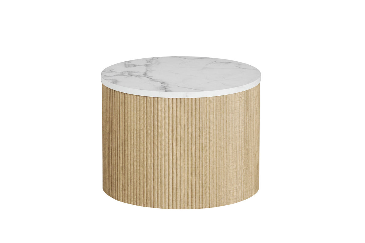 Salontafel 'Rowan' Rond Decor Marmer Beige – breedte 80/50 cm, diepte 80/50 cm en hoogte 42/37 cm – aanzicht 5