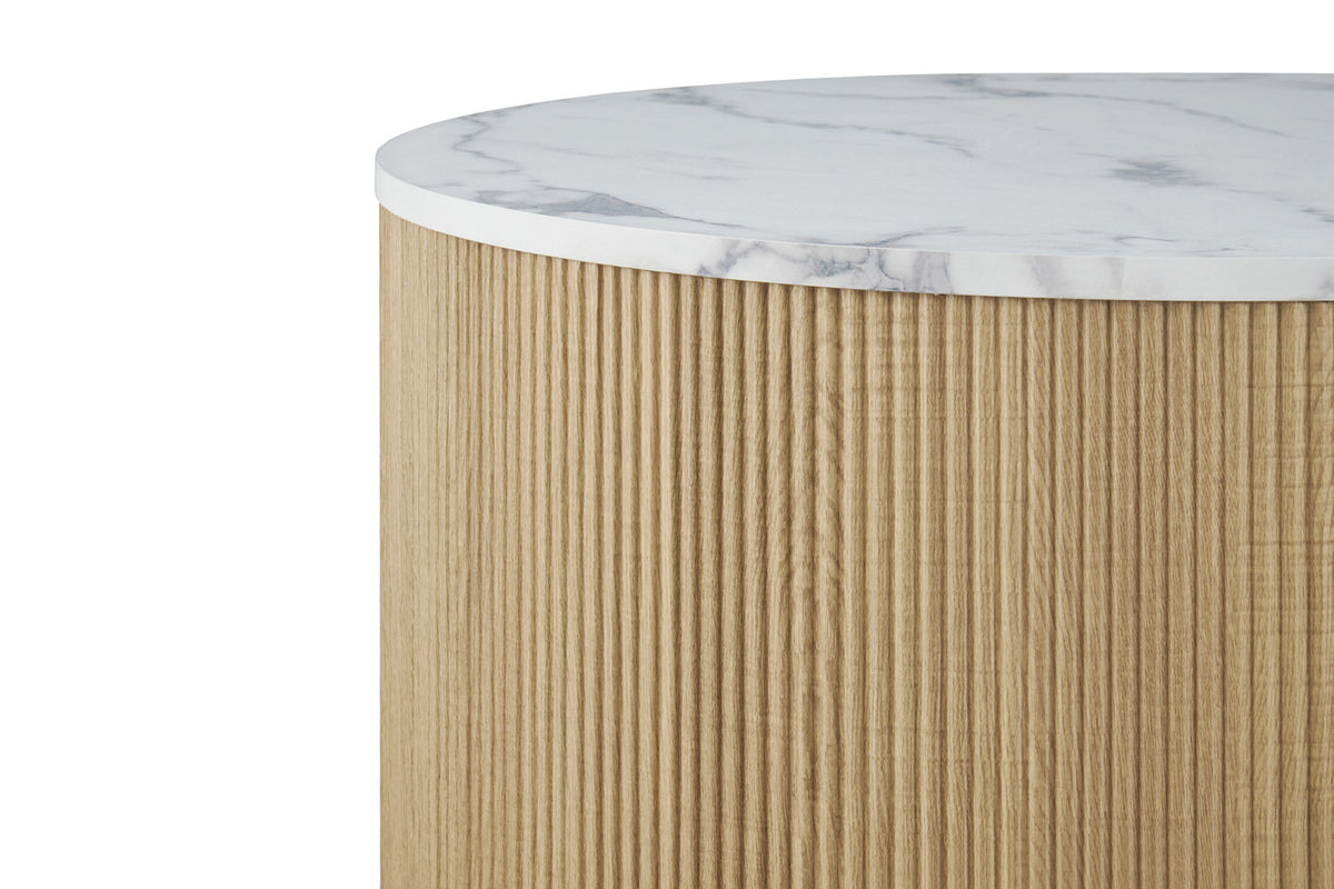 Salontafel 'Rowan' Rond Decor Marmer Beige – breedte 80/50 cm, diepte 80/50 cm en hoogte 42/37 cm – aanzicht 6