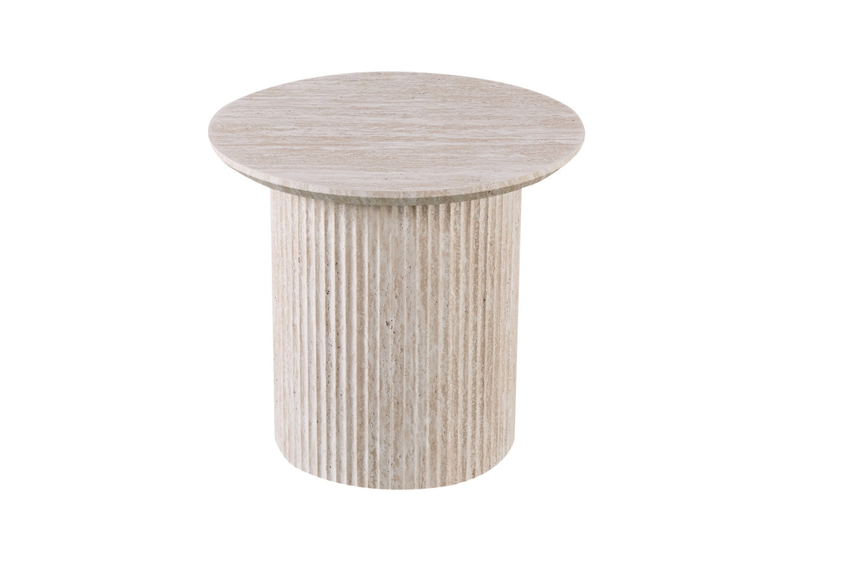 Salontafel 'Lagos' 50 cm Rond Decor Travertin Beige – breedte 50 cm, diepte 50 cm en hoogte 46 cm – aanzicht 3