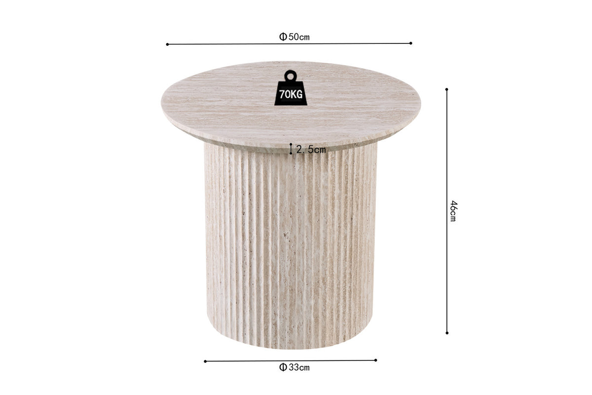 Salontafel 'Lagos' 50 cm Rond Decor Travertin Beige – breedte 50 cm, diepte 50 cm en hoogte 46 cm – aanzicht 6