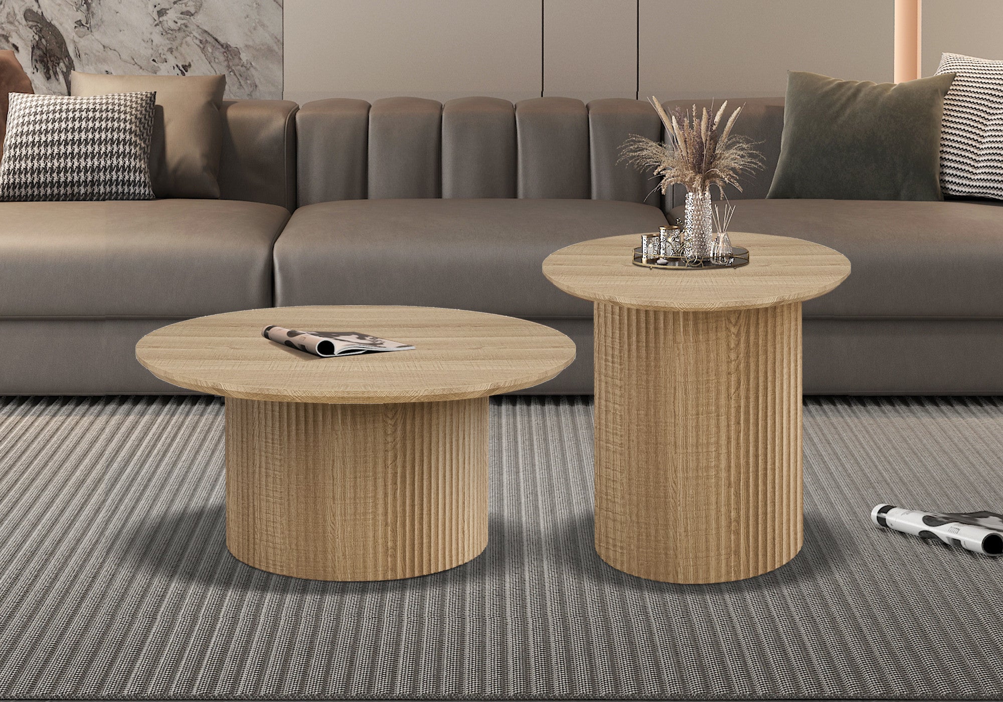 Salontafel 'Lagos' 50 cm Rond Decor Eik Naturel - afbeelding 2
