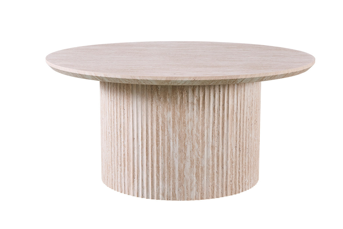 Salontafel Lagos 80 cm Rond Decor Travertin Beige – breedte 80 cm, diepte 80 cm en hoogte 38 cm – aanzicht 3