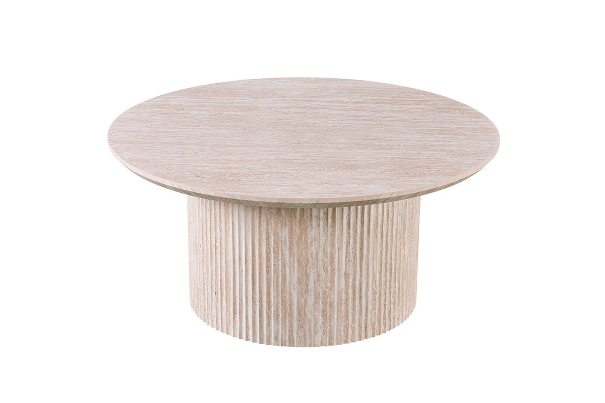 Salontafel Lagos 80 cm Rond Decor Travertin Beige – breedte 80 cm, diepte 80 cm en hoogte 38 cm – aanzicht 4