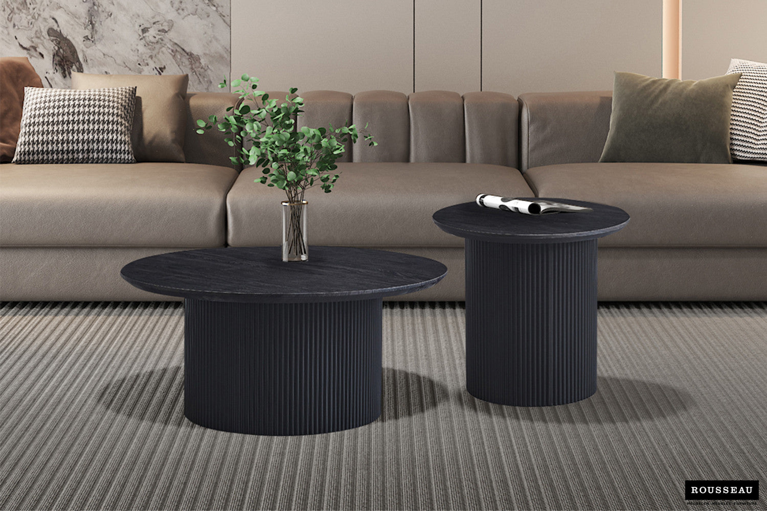 Salontafel 'Lagos' 80 cm Rond Decor Donkerbruin - afbeelding 2