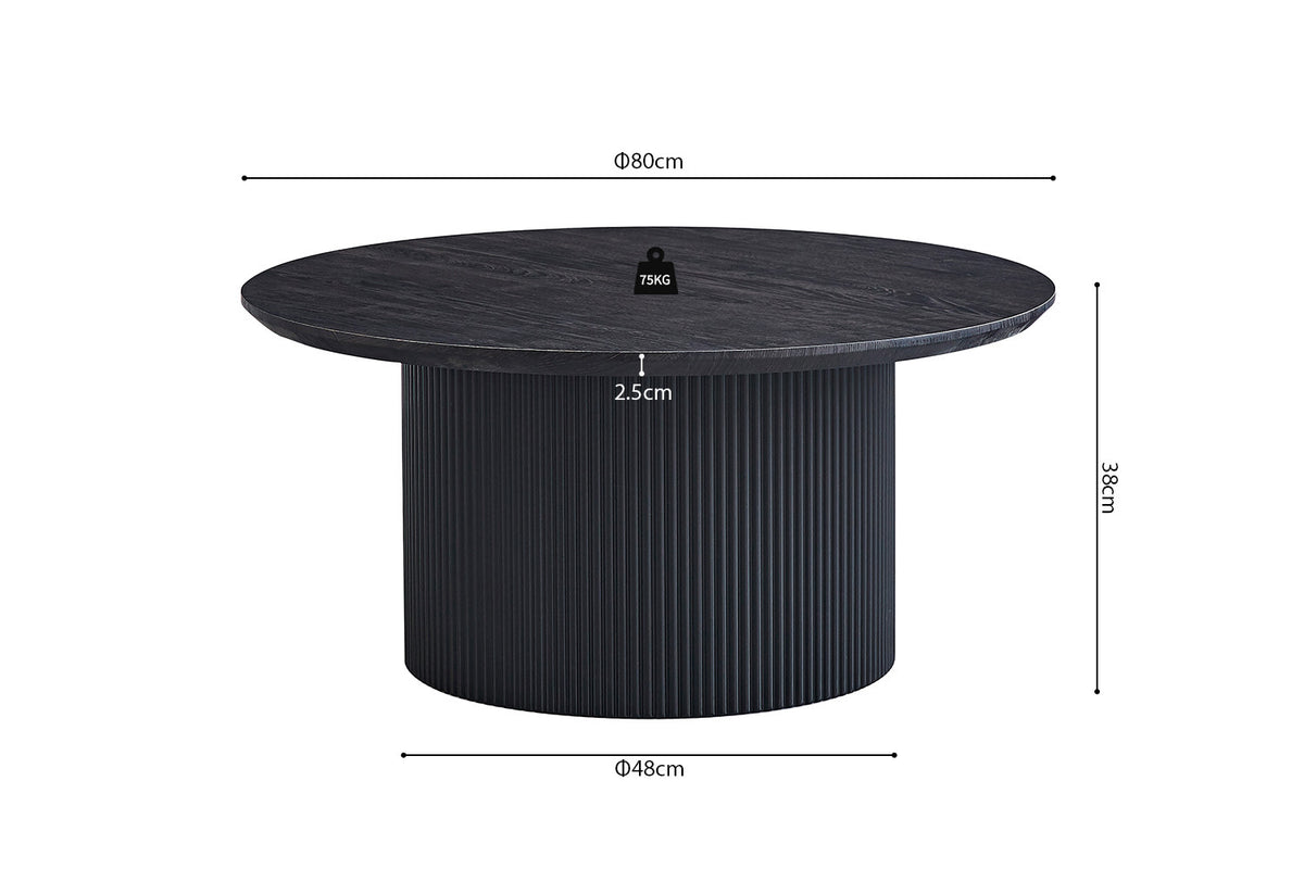 Salontafel 'Lagos' 80 cm Rond Decor Donkerbruin – breedte 80 cm, diepte 80 cm en hoogte 38 cm – aanzicht 6
