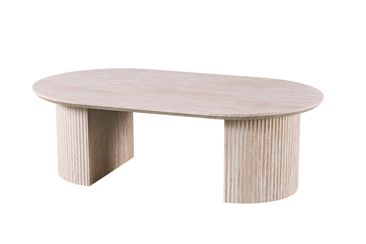 Salontafel Lagos 120 cm Ovaal Decor Travertin Beige – breedte 120 cm, diepte 70 cm en hoogte 38 cm – aanzicht 4