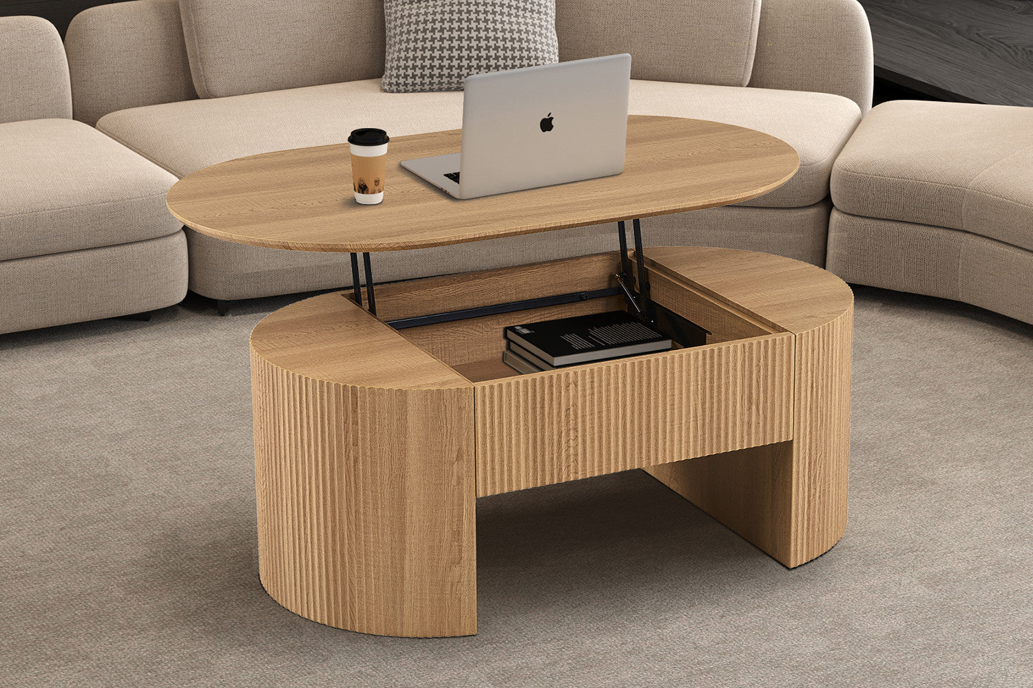 NEW - Salontafel 'Lagos' 120 cm Lift-top Decor Eik Naturel - afbeelding 2