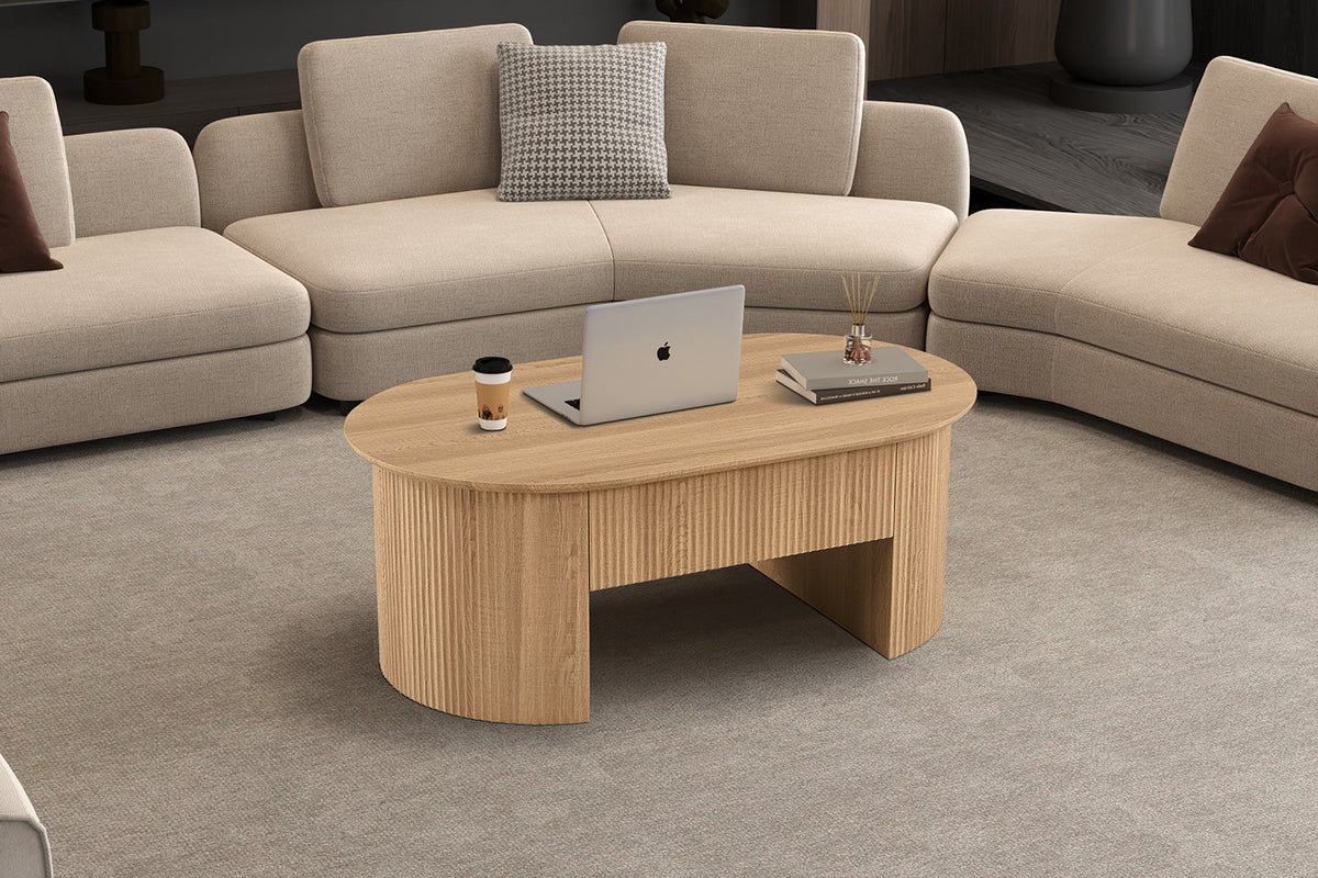 Salontafel Lagos 120 cm Lift-top Decor Eik Naturel – breedte 120 cm, diepte 70 cm en hoogte 45-62 cm – aanzicht 3