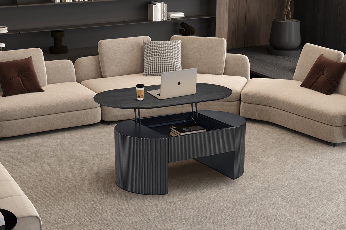 Salontafel Lagos 120 cm Lift-top Decor Donkerbruin – breedte 120 cm, diepte 70 cm en hoogte 45-62 cm – aanzicht 4