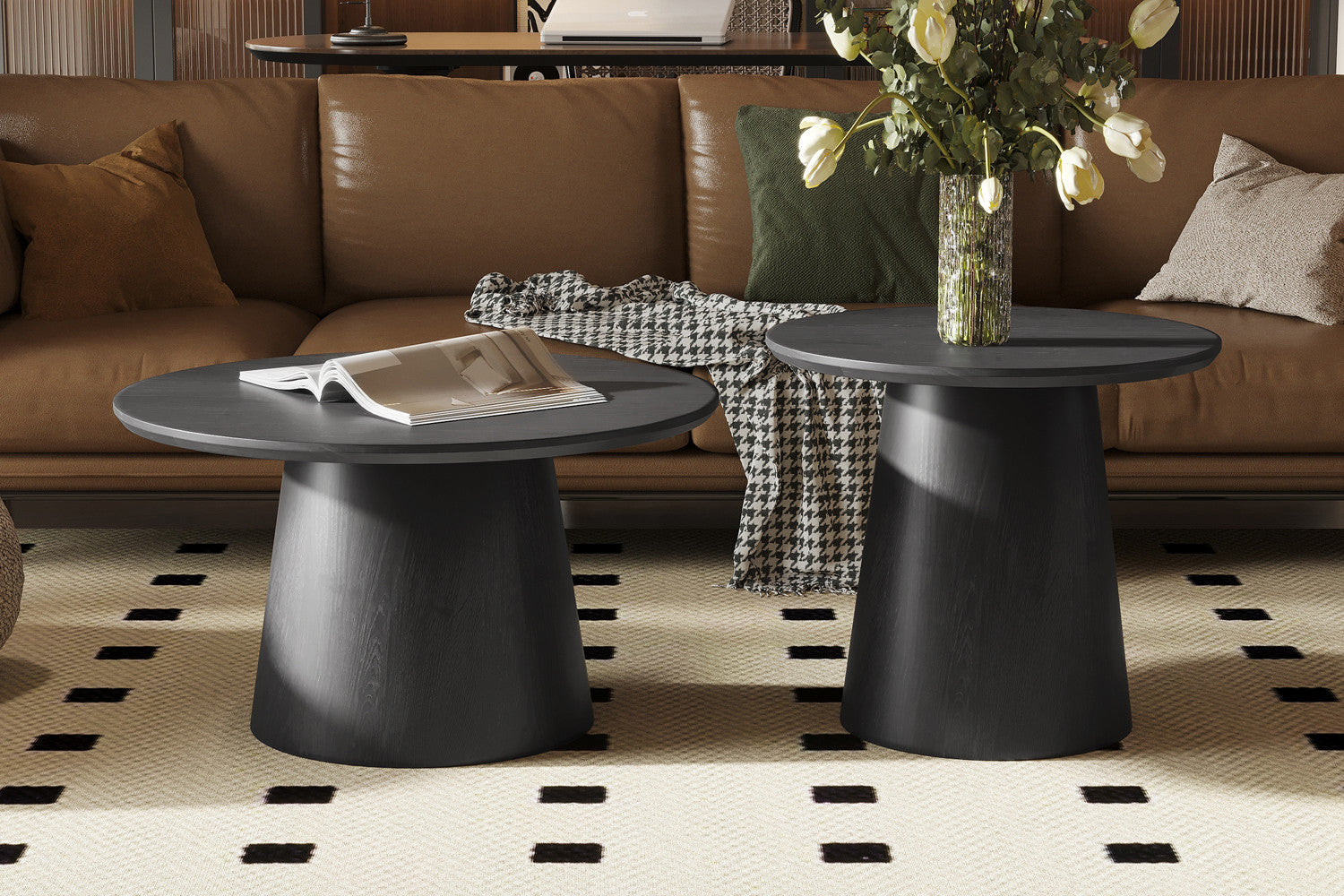 SALE - Bijzetttafel 'Miklos' 60 cm Rond Decor Donkerbruin - afbeelding 2