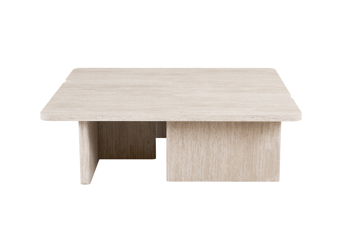 Salontafel Arallo Decor Travertin Beige – breedte 120 cm, diepte 120 cm en hoogte 38 cm – aanzicht 3