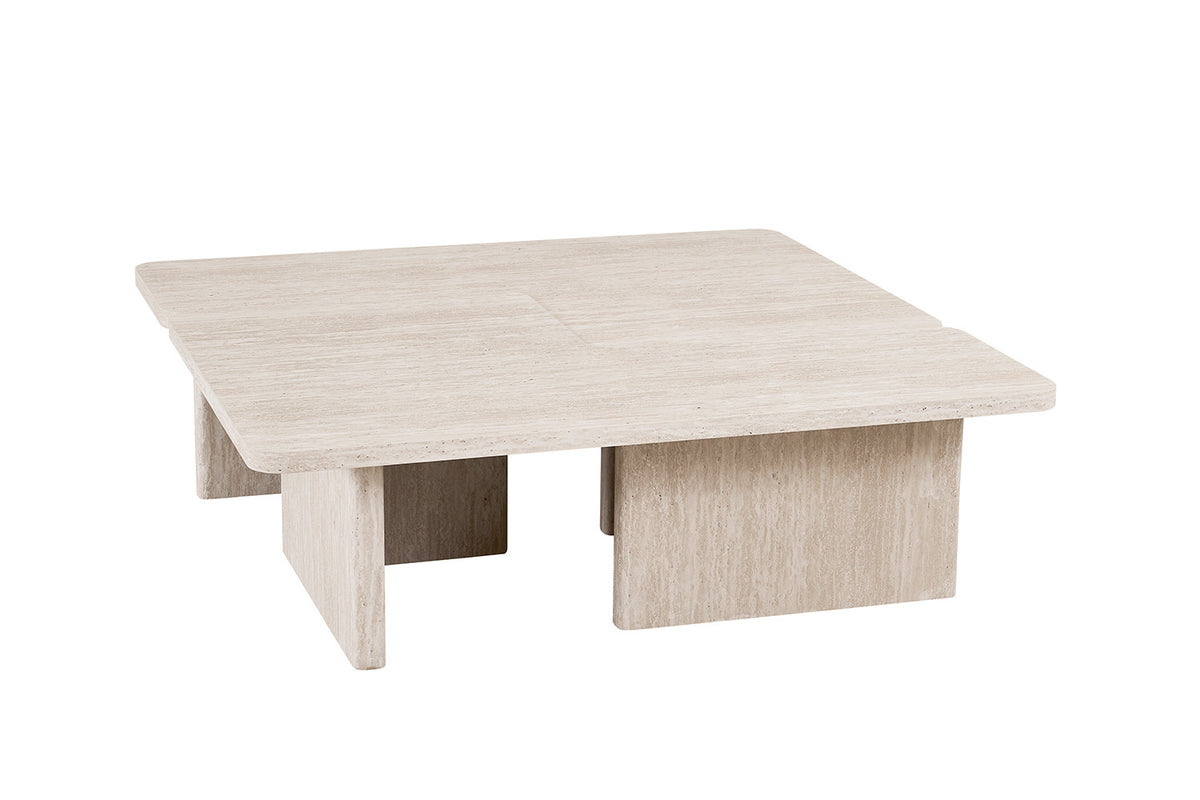 Salontafel Arallo Decor Travertin Beige – breedte 120 cm, diepte 120 cm en hoogte 38 cm – aanzicht 4