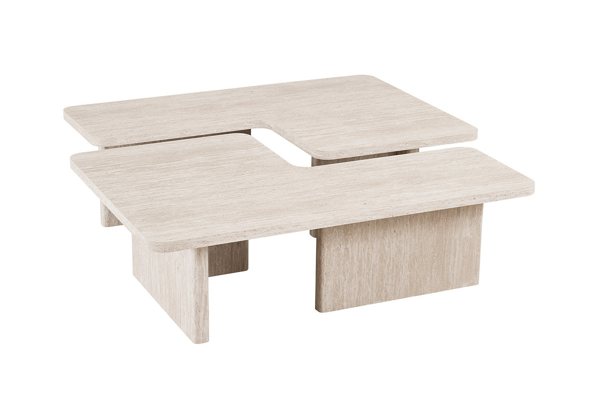 Salontafel Arallo Decor Travertin Beige – breedte 120 cm, diepte 120 cm en hoogte 38 cm – aanzicht 5