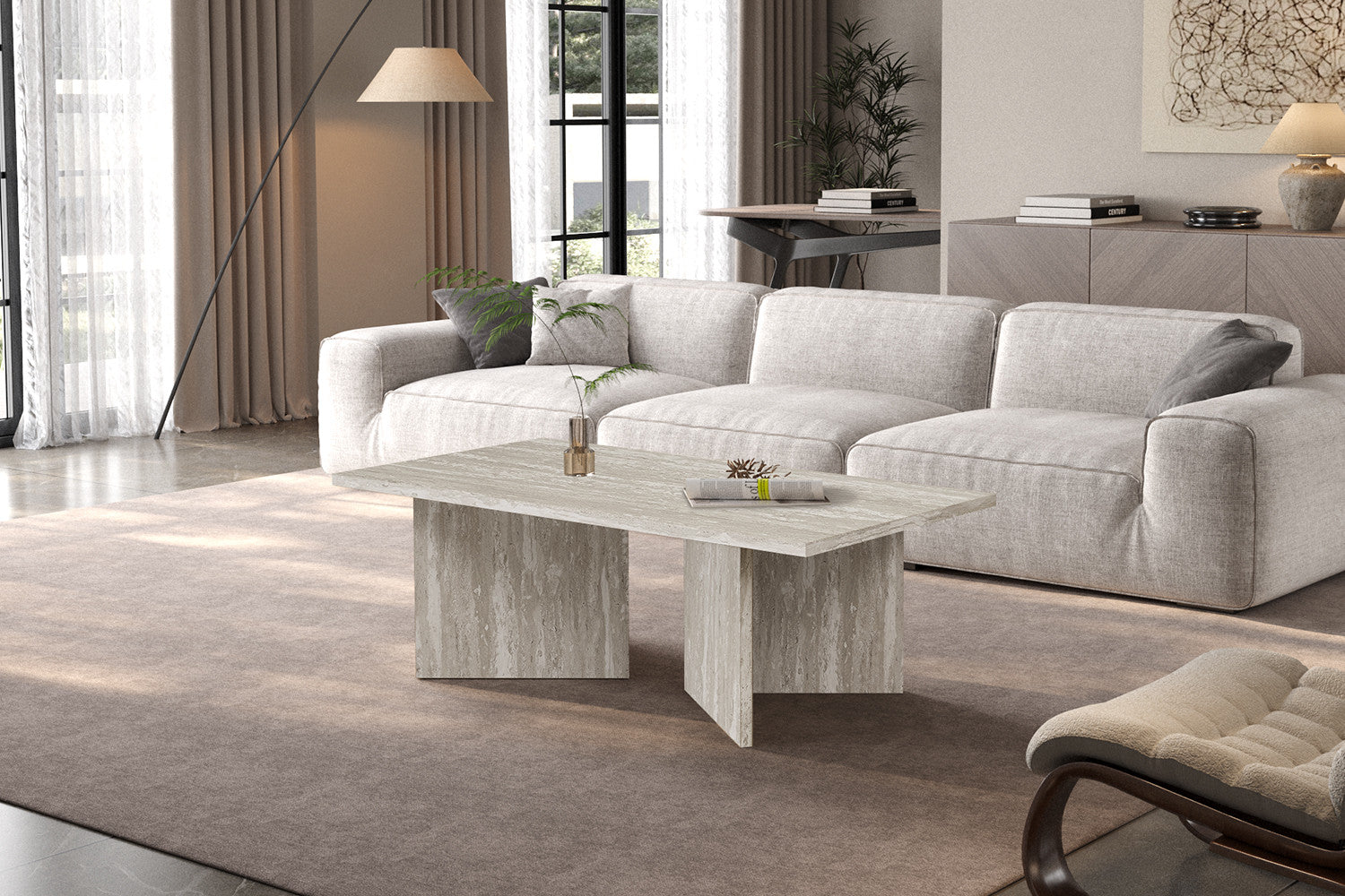 NEW - Salontafel 'Litar' Decor Travertin Grijs - afbeelding 2