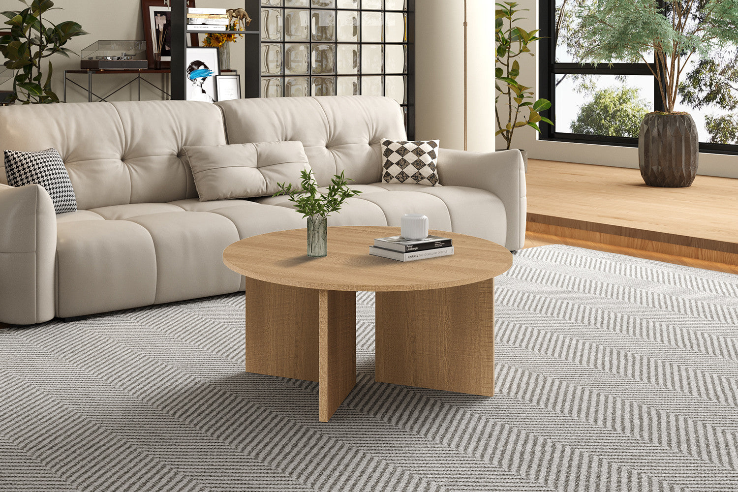 NEW - Salontafel 'Drasir' Rond Decor Eik Naturel - afbeelding 2