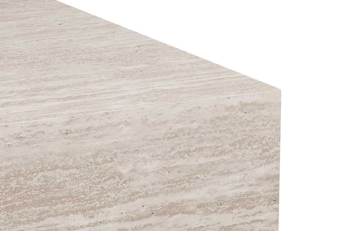 Salontafel Jane Decor Travertin Beige – breedte 90 cm, diepte 90 cm en hoogte 38 cm – aanzicht 3