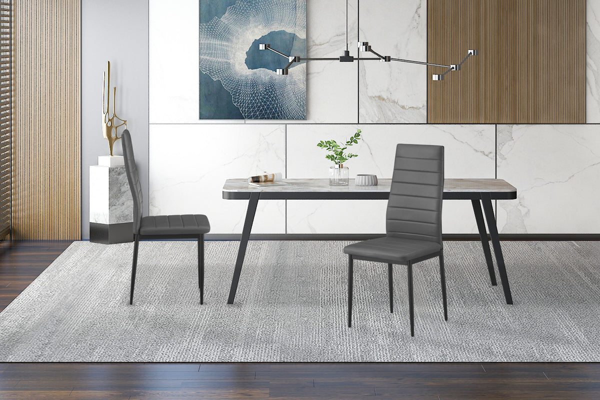 Set van 4 stoelen Cato/Kenzo PU Grijs – breedte 41 cm, diepte 48 cm en hoogte 96 cm – aanzicht 3
