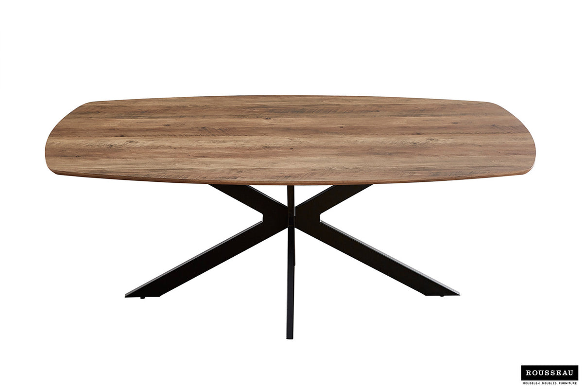 Tafel Aziz 200 cm Deens Ovaal Decor Mango – breedte 200 cm, diepte 100 cm en hoogte 76 cm – aanzicht 3