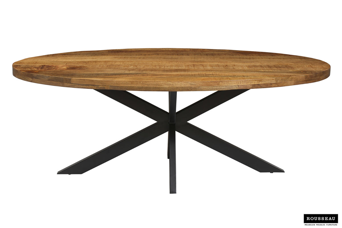 Tafel Alexa 200 cm Ovaal Mango hout – breedte 200 cm, diepte 100 cm en hoogte 76 cm – aanzicht 2