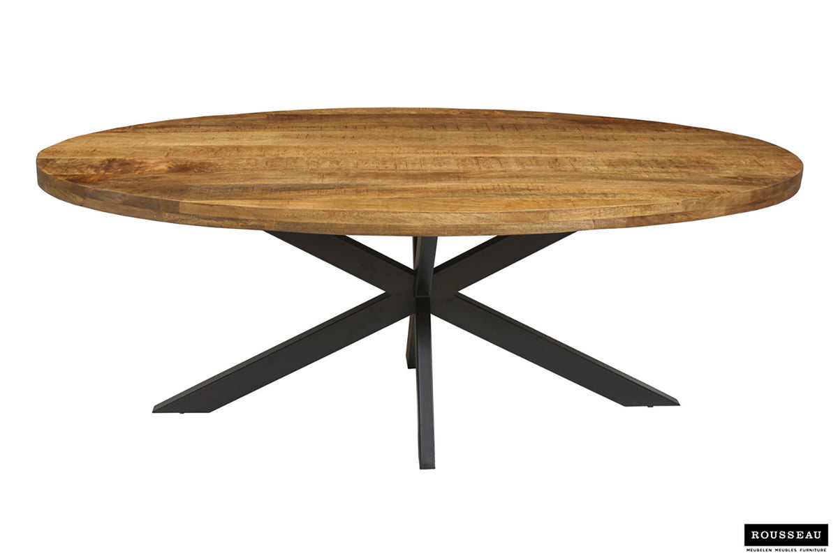 Tafel Alexa 200 cm Ovaal Mango hout – breedte 200 cm, diepte 100 cm en hoogte 76 cm – aanzicht 3