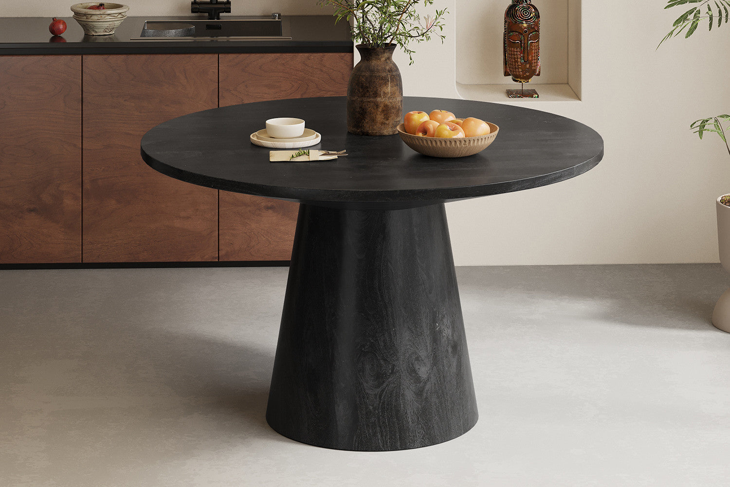 Tafel 'Tommy' 130 cm Rond Mango hout Zwart - afbeelding 2