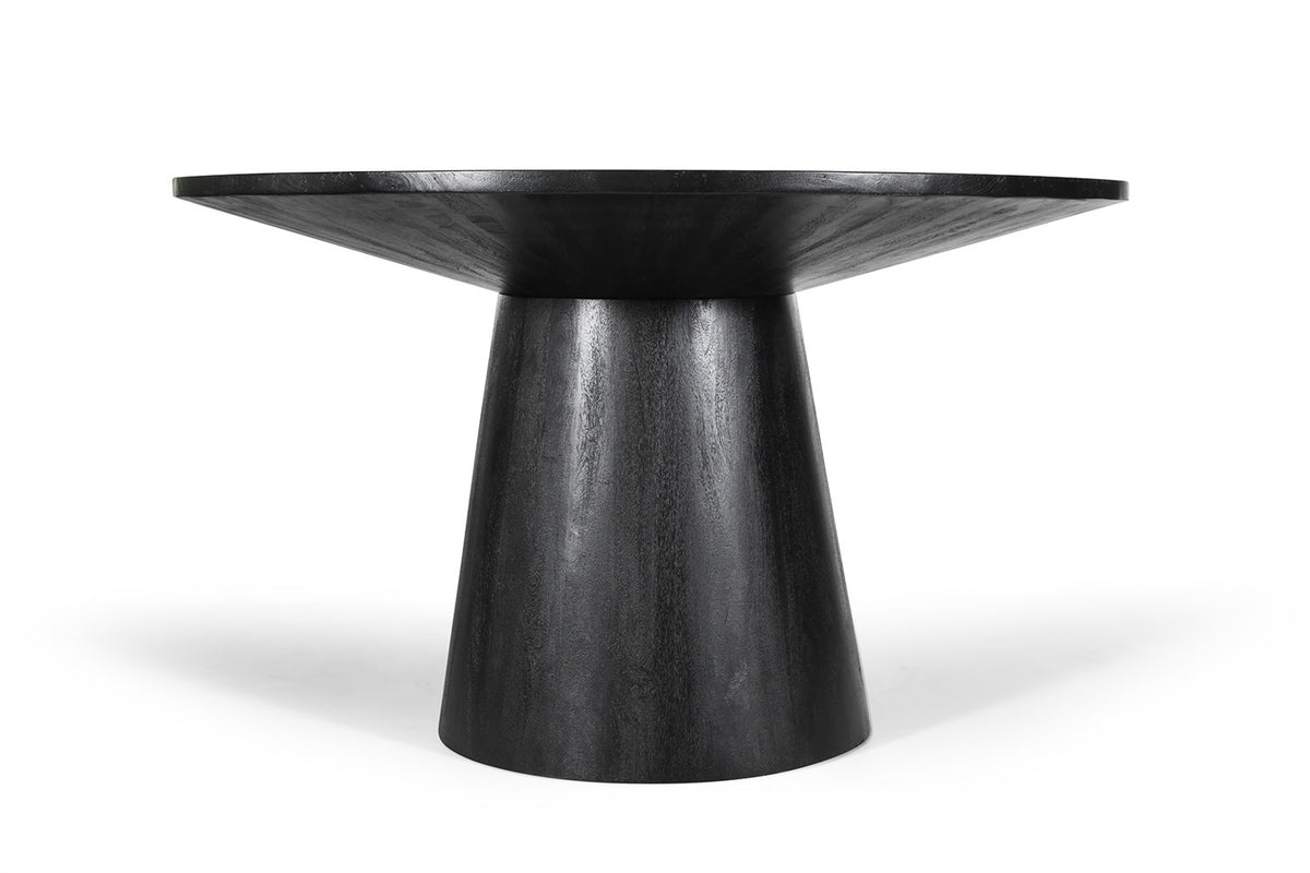Tafel Tommy 130 cm Rond Mango hout Zwart – breedte 130 cm, diepte 130 cm en hoogte 77 cm – aanzicht 3