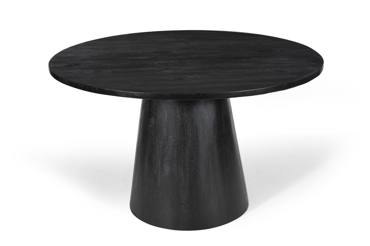 Tafel Tommy 130 cm Rond Mango hout Zwart – breedte 130 cm, diepte 130 cm en hoogte 77 cm – aanzicht 4