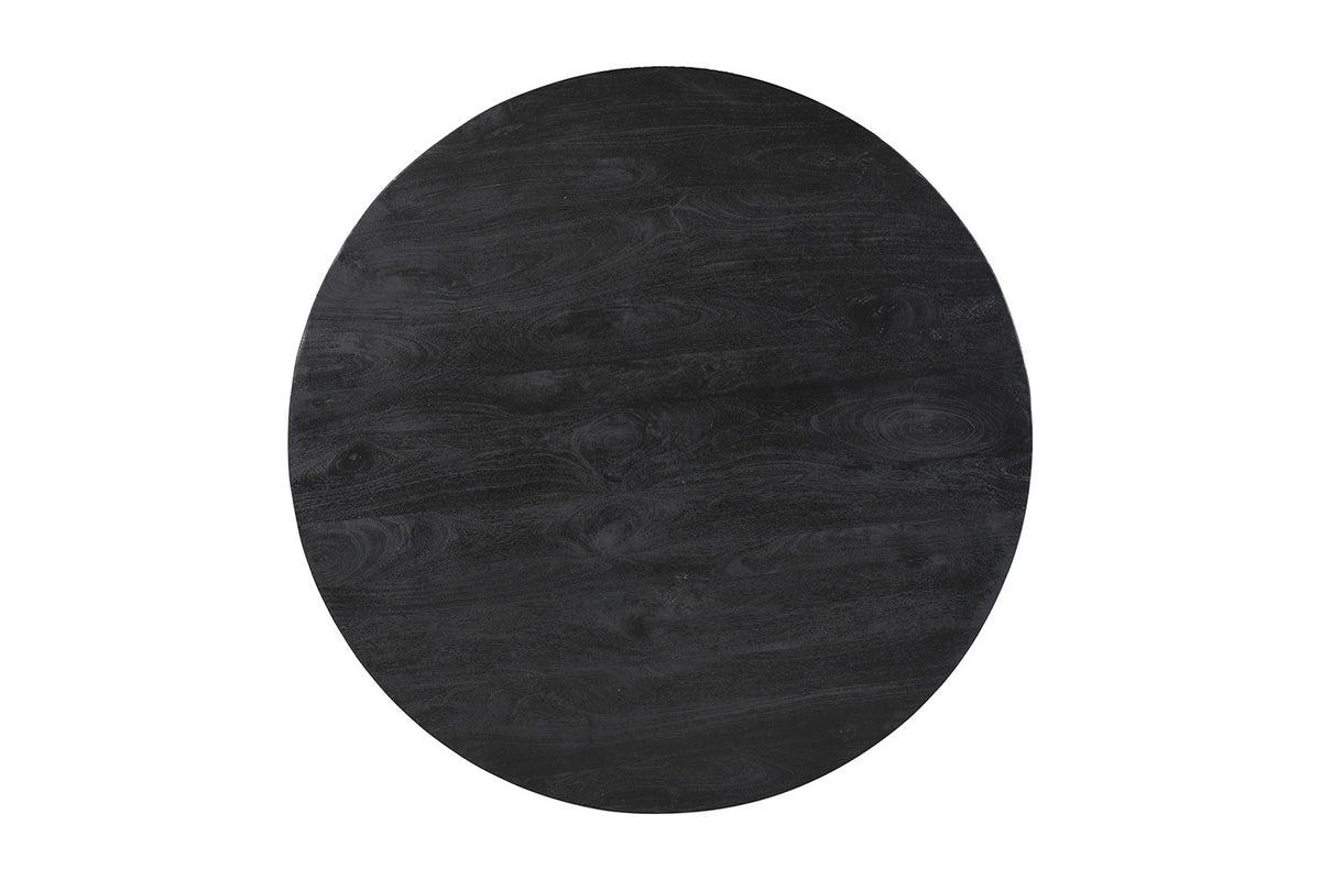 Tafel Tommy 130 cm Rond Mango hout Zwart – breedte 130 cm, diepte 130 cm en hoogte 77 cm – aanzicht 5