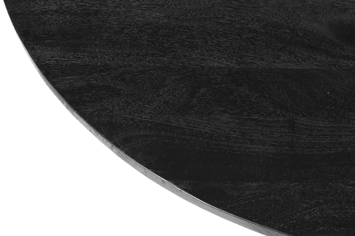 Tafel Tommy 130 cm Rond Mango hout Zwart – breedte 130 cm, diepte 130 cm en hoogte 77 cm – aanzicht 6