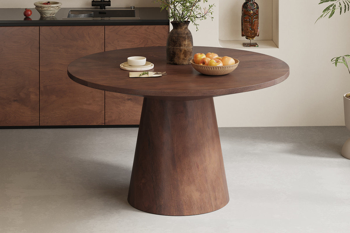 Tafel 'Tommy' 130 cm Rond Mango hout Bruin - afbeelding 2