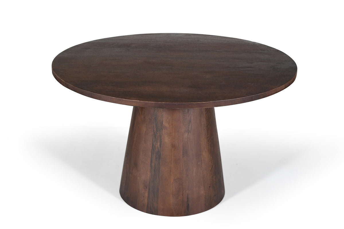 Tafel Tommy 130 cm Rond Mango hout Bruin – breedte 130 cm, diepte 130 cm en hoogte 77 cm – aanzicht 4